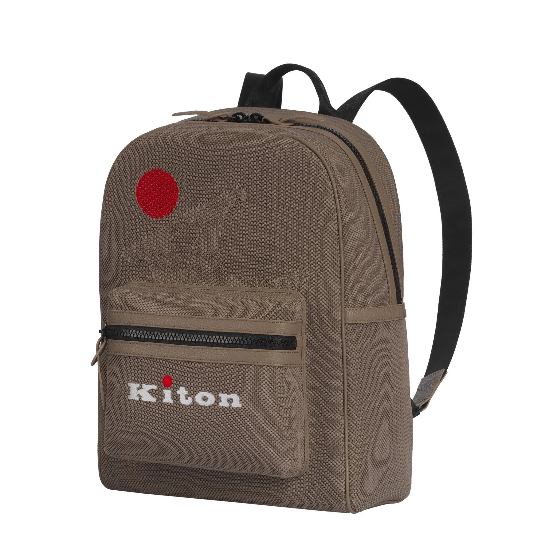  Kiton Logo-Embroidered Backpack in Khaki