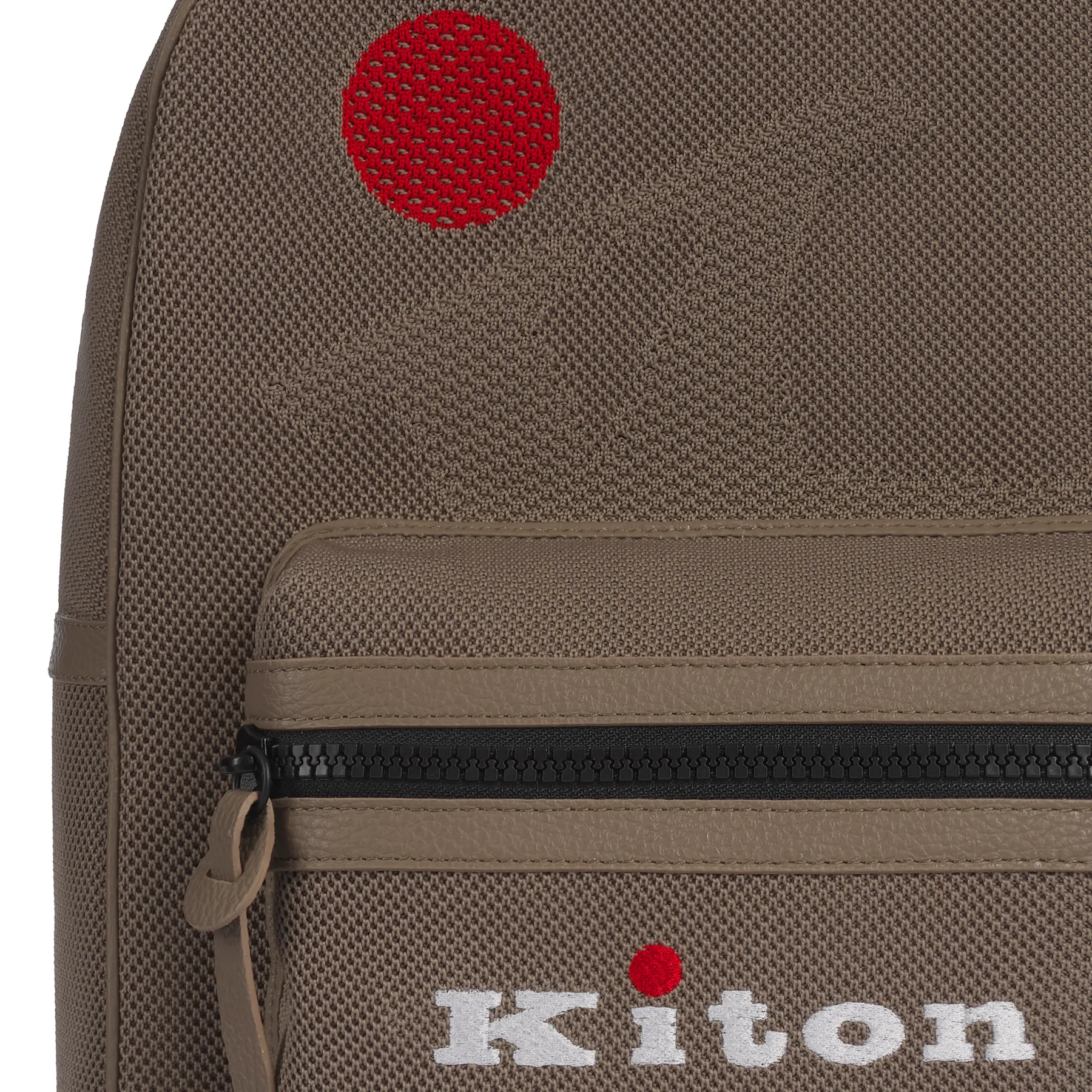  Kiton Logo-Embroidered Backpack in Khaki