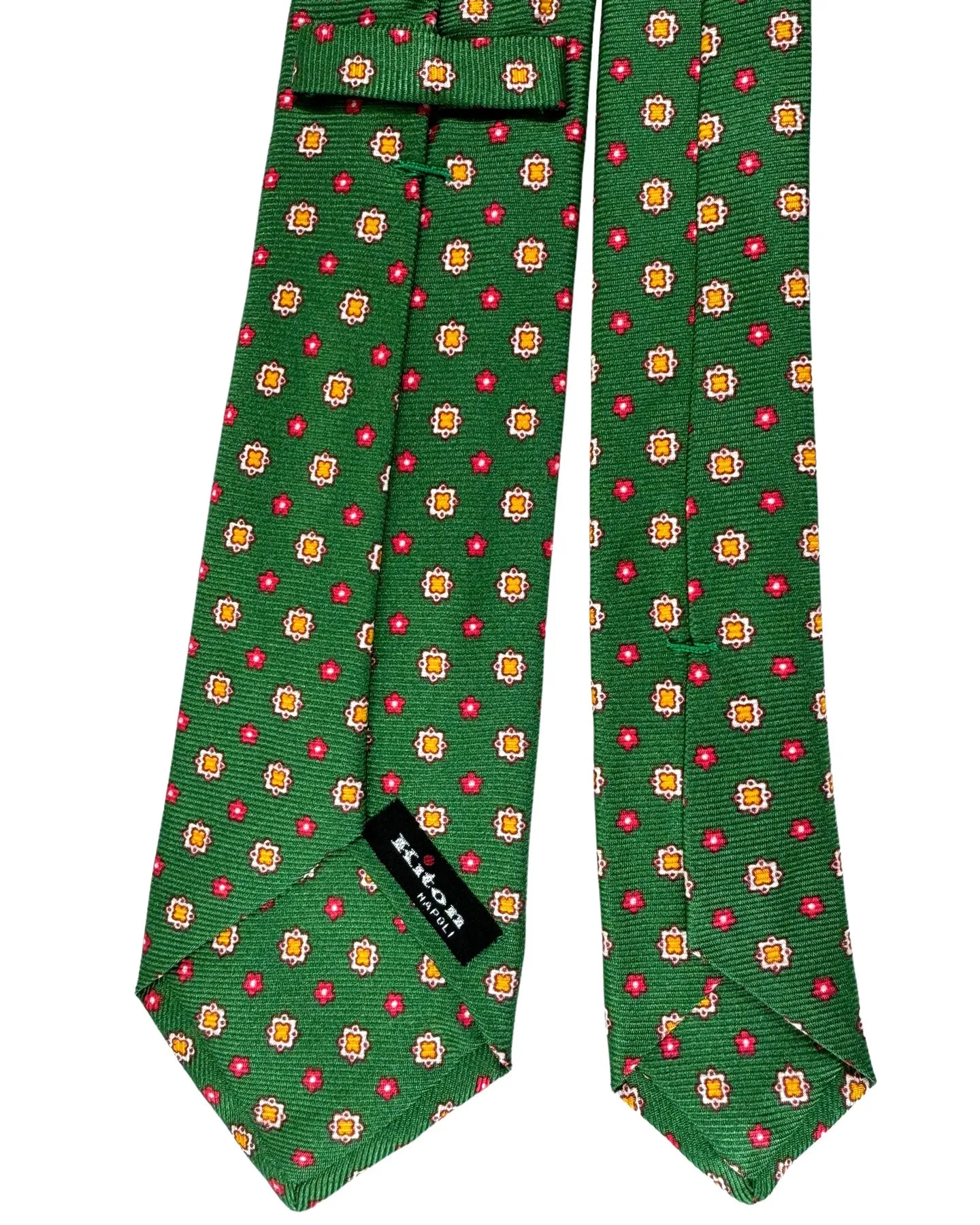 Kiton Tie Dark Green Mini Flowers - Sevenfold Necktie