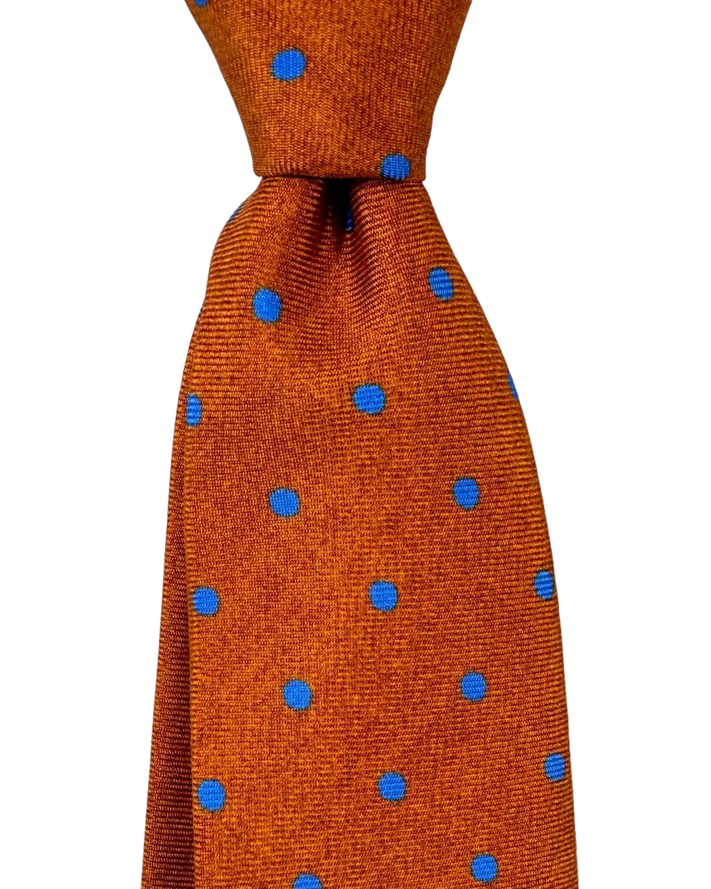 Kiton Tie Rust Brown Royal Blue Polka Dots - Sevenfold Necktie