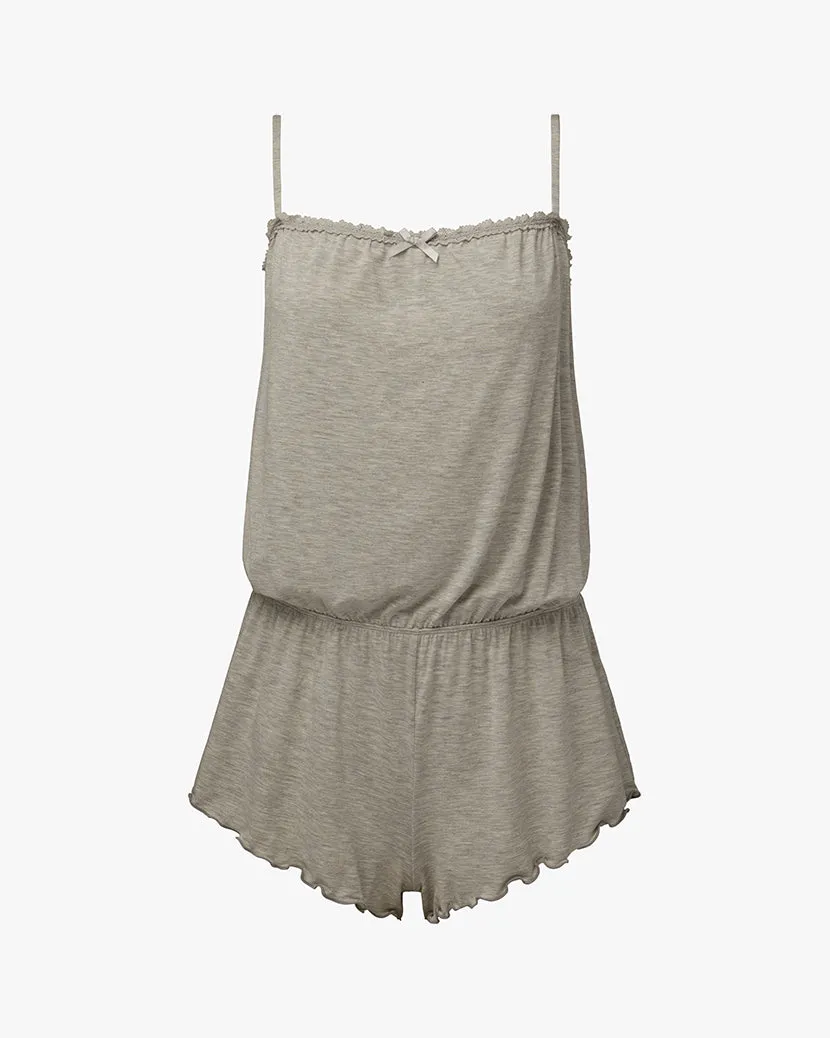 Lace Trim Romper | Heather Grey