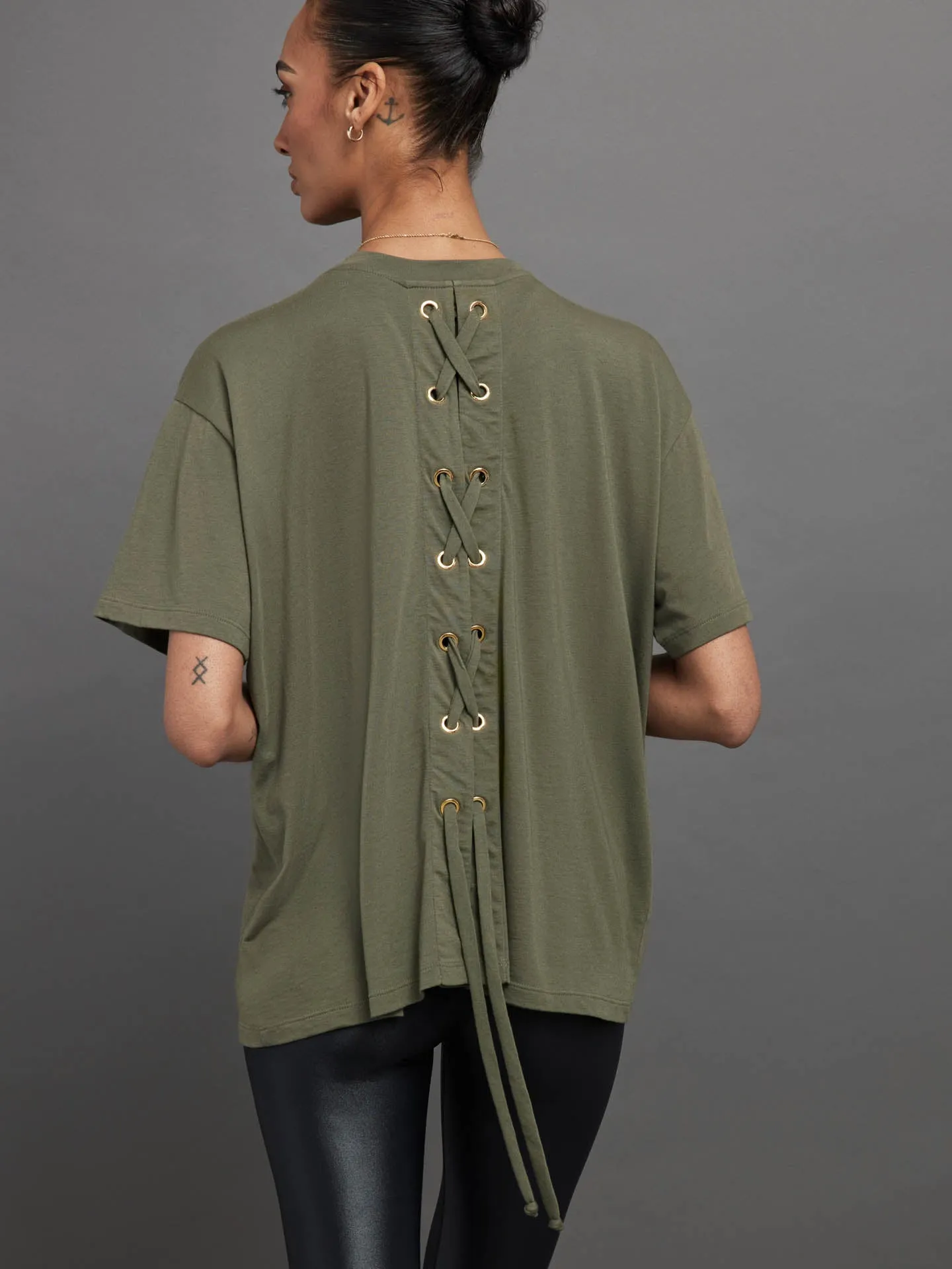 LACE UP TUNIC - Olive