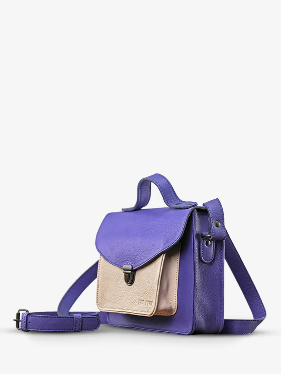 leather hand bag for woman Purple - Mademoiselle George Cupcake Blueberry | PAUL MARIUS