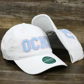 Light Blue OCNJ Wordmark Pink Outline Dad Hat | White Dad Hat