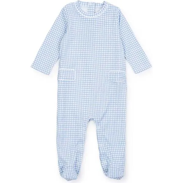 Lila + Hayes Preston Boys' Romper, Light Blue Box Plaid