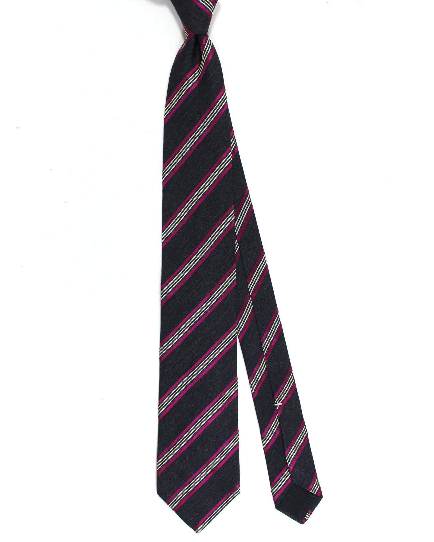 Luigi Borrelli Necktie Dark Blue Purple Stripes