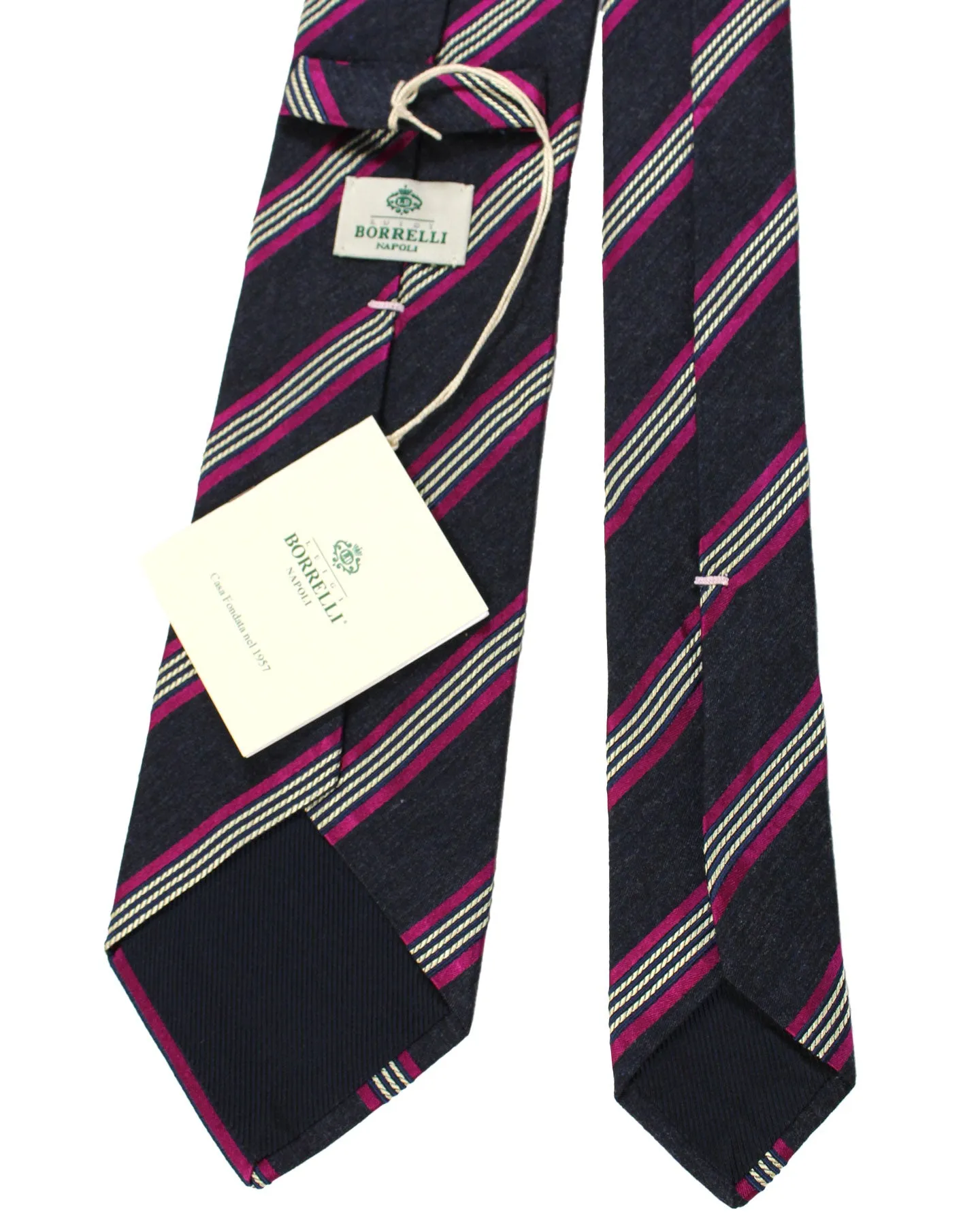 Luigi Borrelli Necktie Dark Blue Purple Stripes