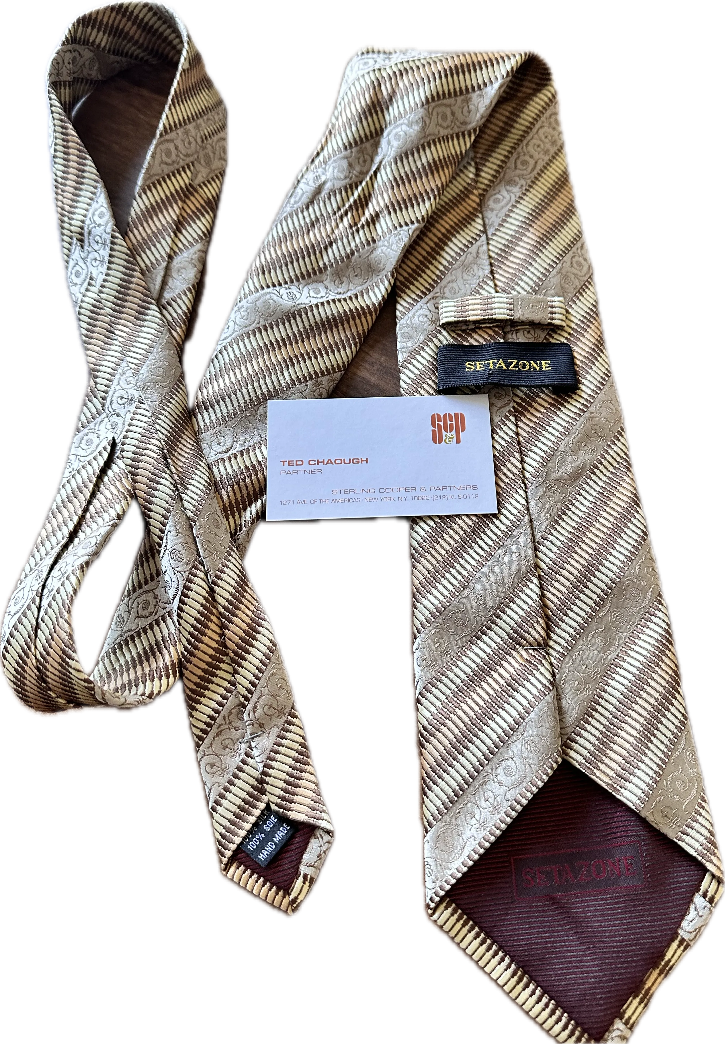 MAD MEN: Ted Chaough 1960s Vintage Necktie & Business Card