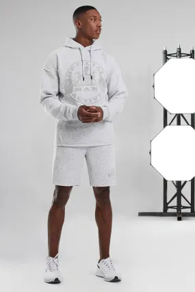 Man Active Hooded Raw Edge Short Tracksuit | boohooMAN UK