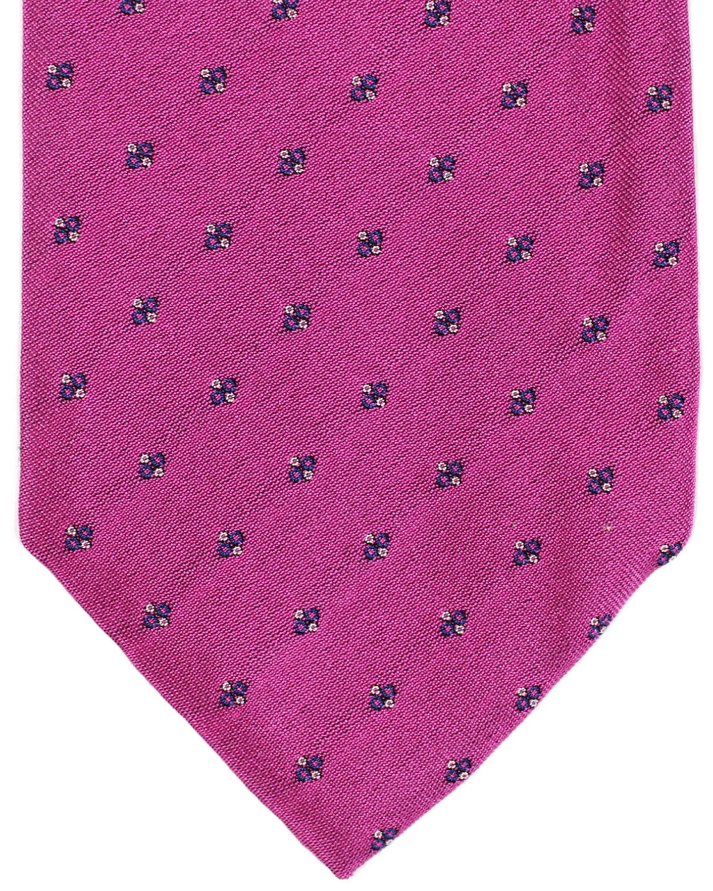 Massimo Valeri 11 Fold Tie Cranberry Pink Geometric - Elevenfold Necktie