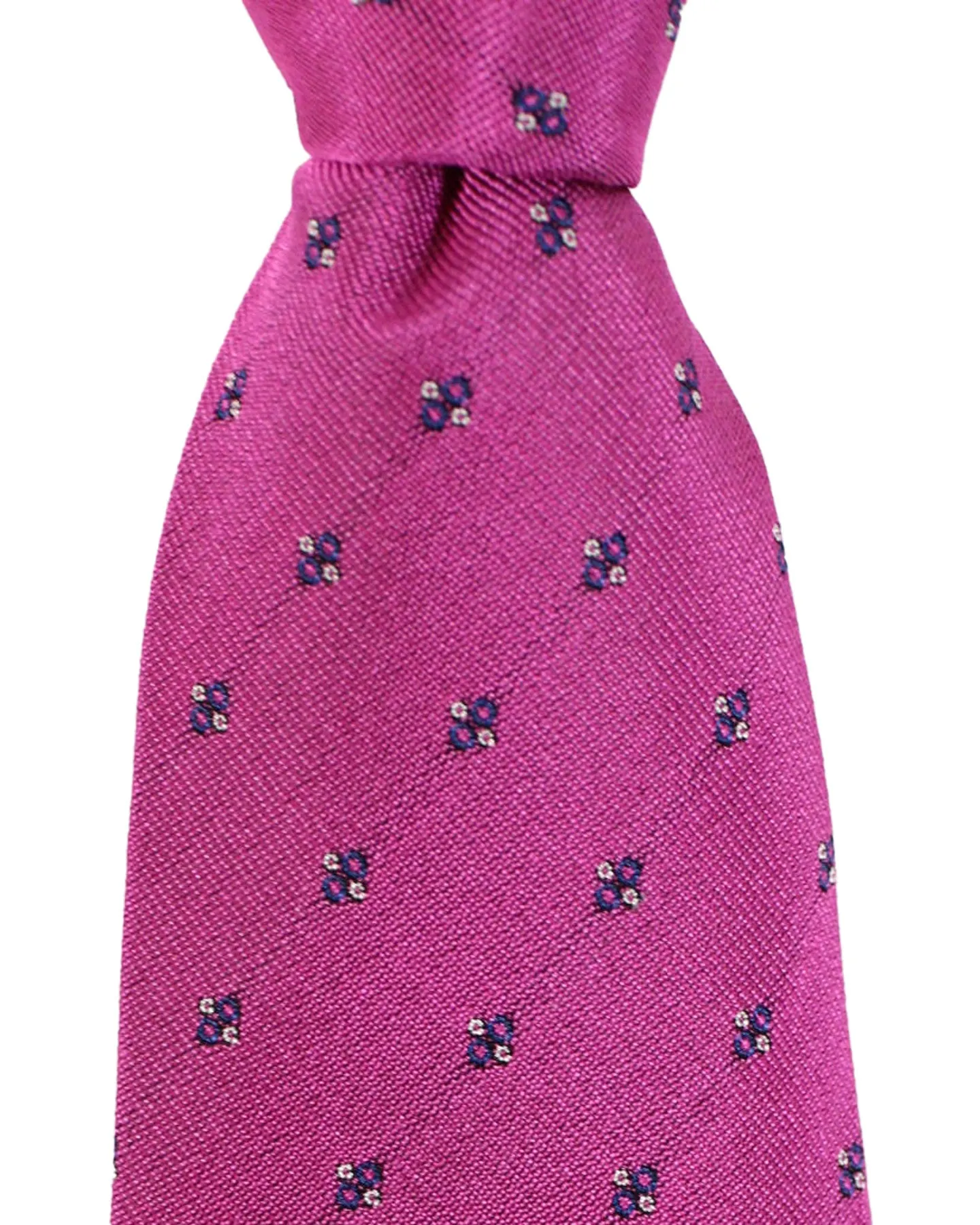 Massimo Valeri 11 Fold Tie Cranberry Pink Geometric - Elevenfold Necktie