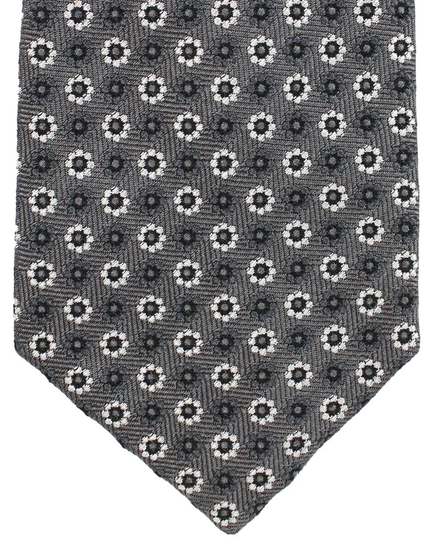 Massimo Valeri 11 Fold Tie Gray Floral - Elevenfold Necktie