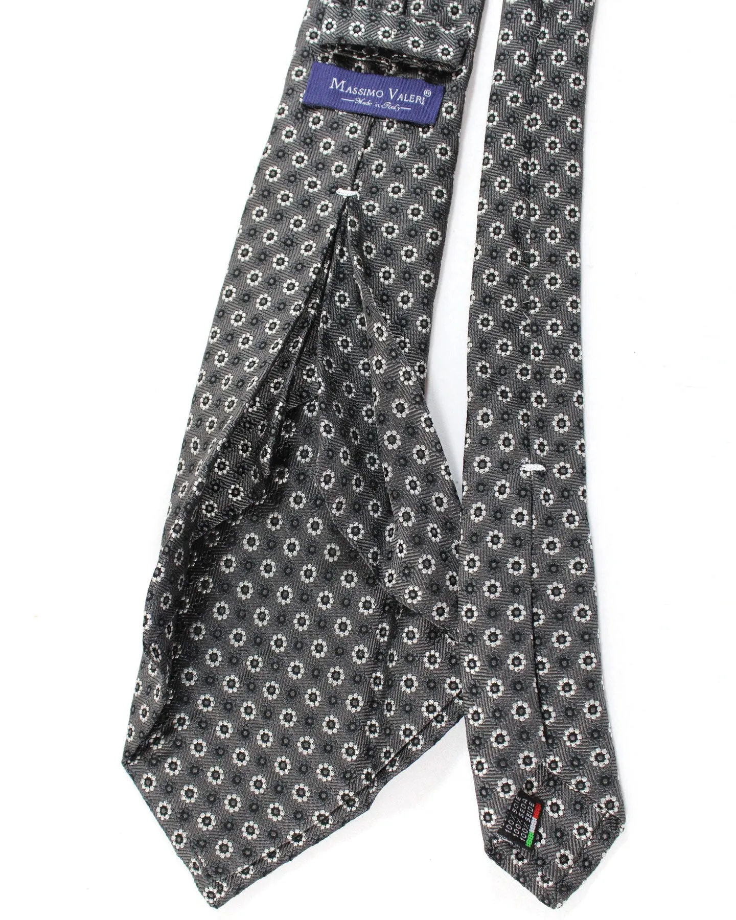 Massimo Valeri 11 Fold Tie Gray Floral - Elevenfold Necktie