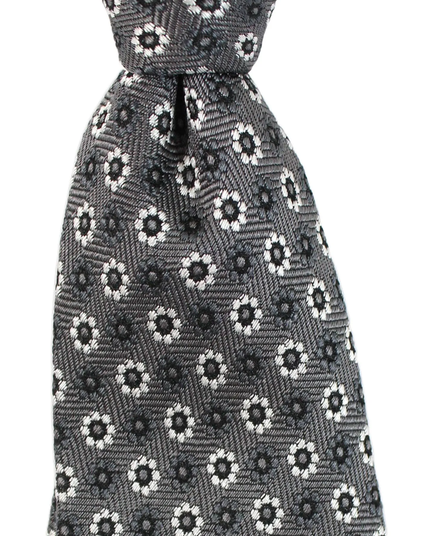 Massimo Valeri 11 Fold Tie Gray Floral - Elevenfold Necktie