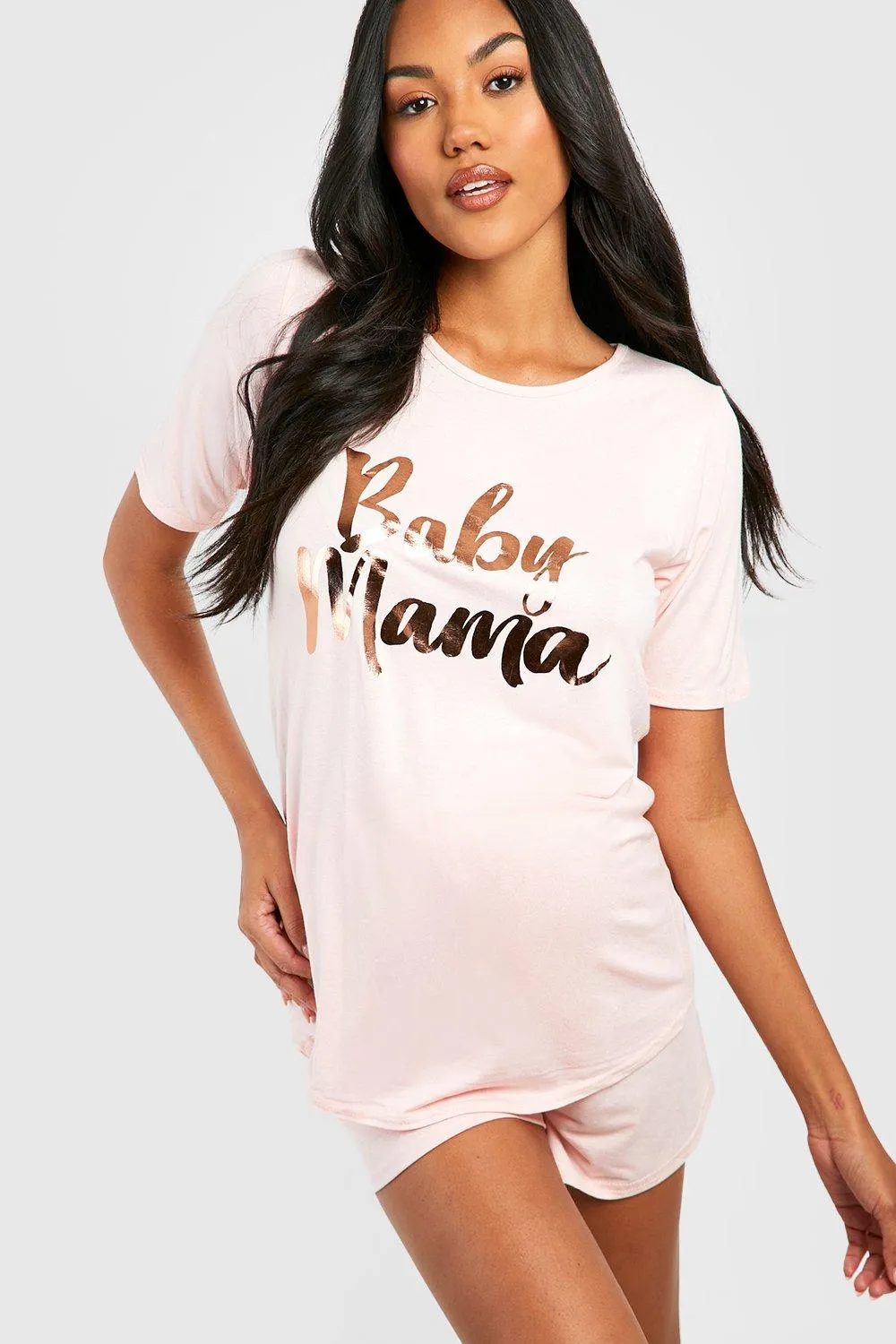 Maternity Baby Mama Foil Pajama Short Set