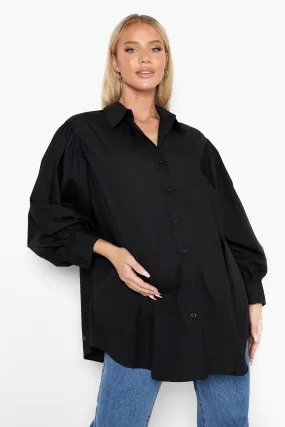 Maternity Balloon Sleeve Oversized Shirt