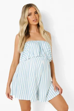 Maternity Bandeau Overlay Stripe Romper