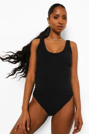 Maternity Crinkle Scoop Neck Swimsuit