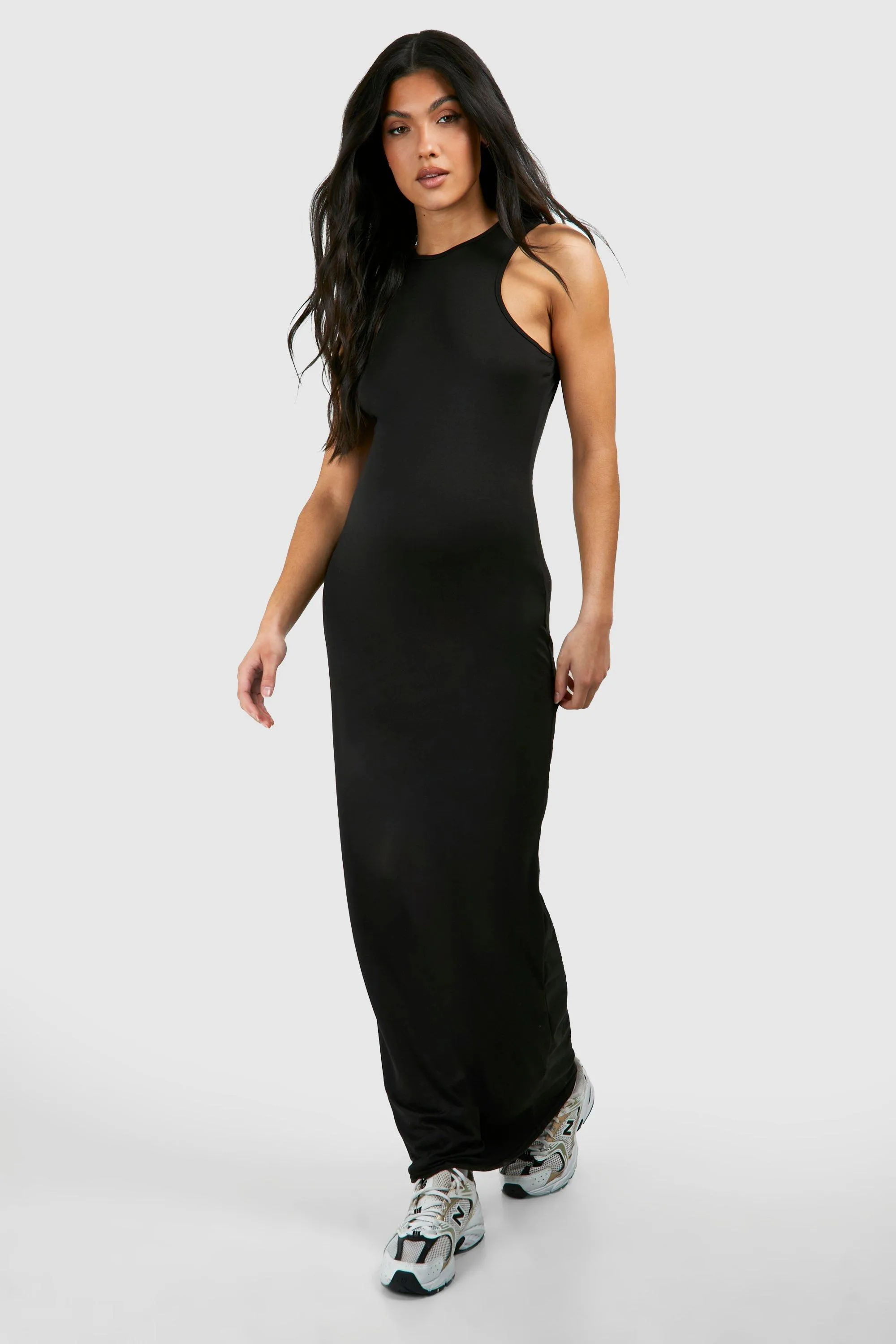 Maternity Racer Neck Supersoft Bodycon Maxi Dress