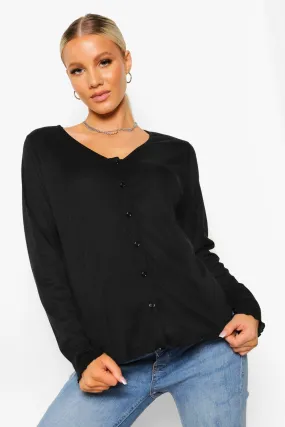 Maternity Rib Lettuce Hem Button Down Top