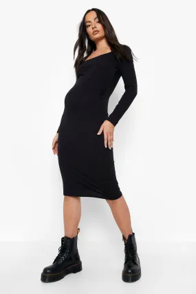 Maternity Square Neck Midi Dress