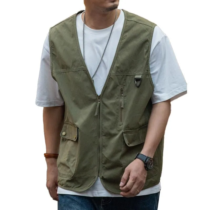 Men's Retro Workwear Outdoor Multi-pocket Vest 52538124X