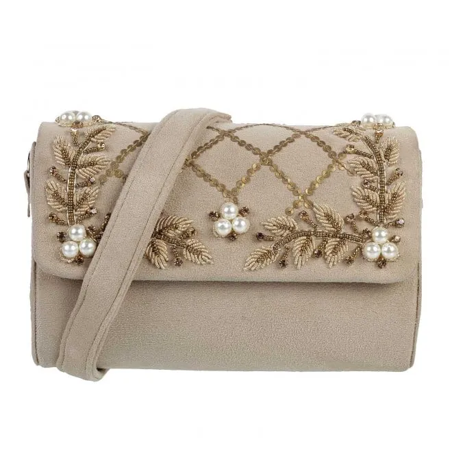 Mochi Women Beige  Flap Clutch