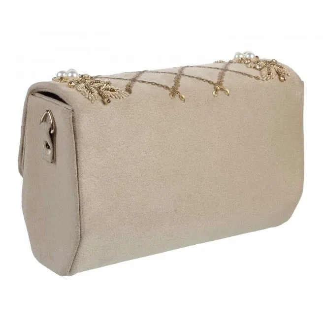 Mochi Women Beige  Flap Clutch