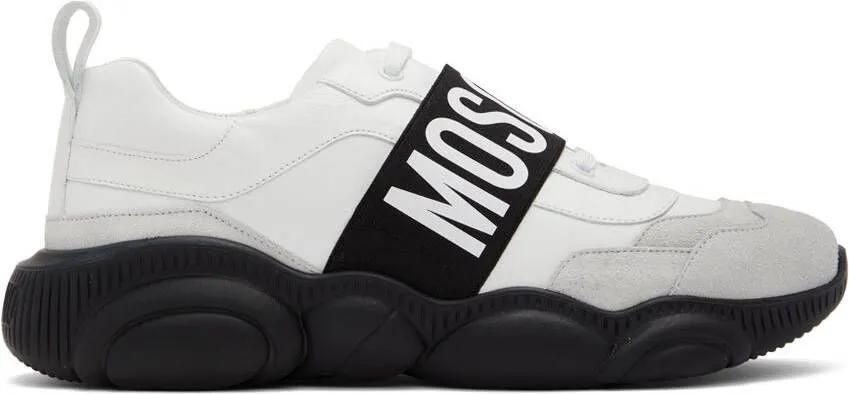 Moschino White Elastic Band Sneakers