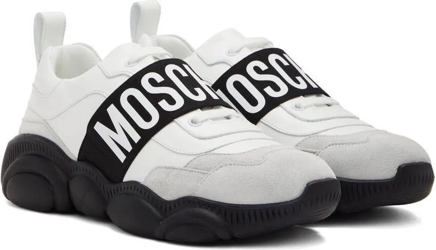 Moschino White Elastic Band Sneakers