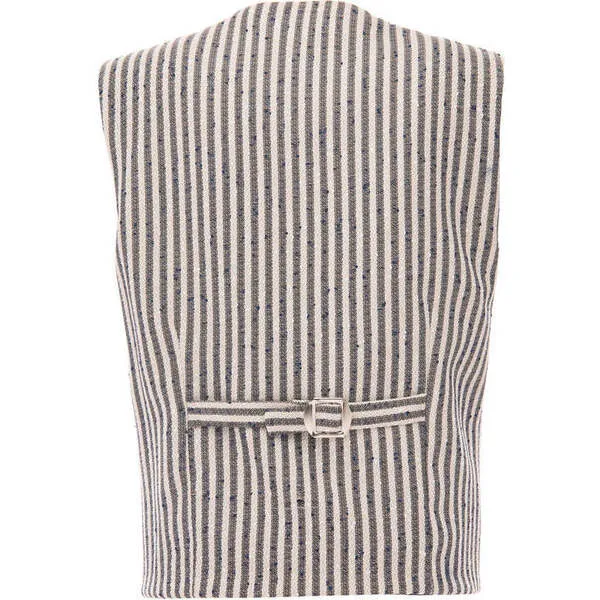 Moustache Striped Vest & Bowtie, Beige