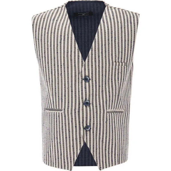 Moustache Striped Vest & Bowtie, Beige