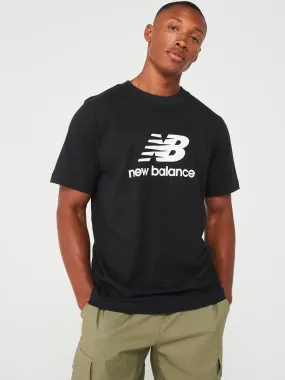 New Balance Mens Stacked Logo T-Shirt - Black