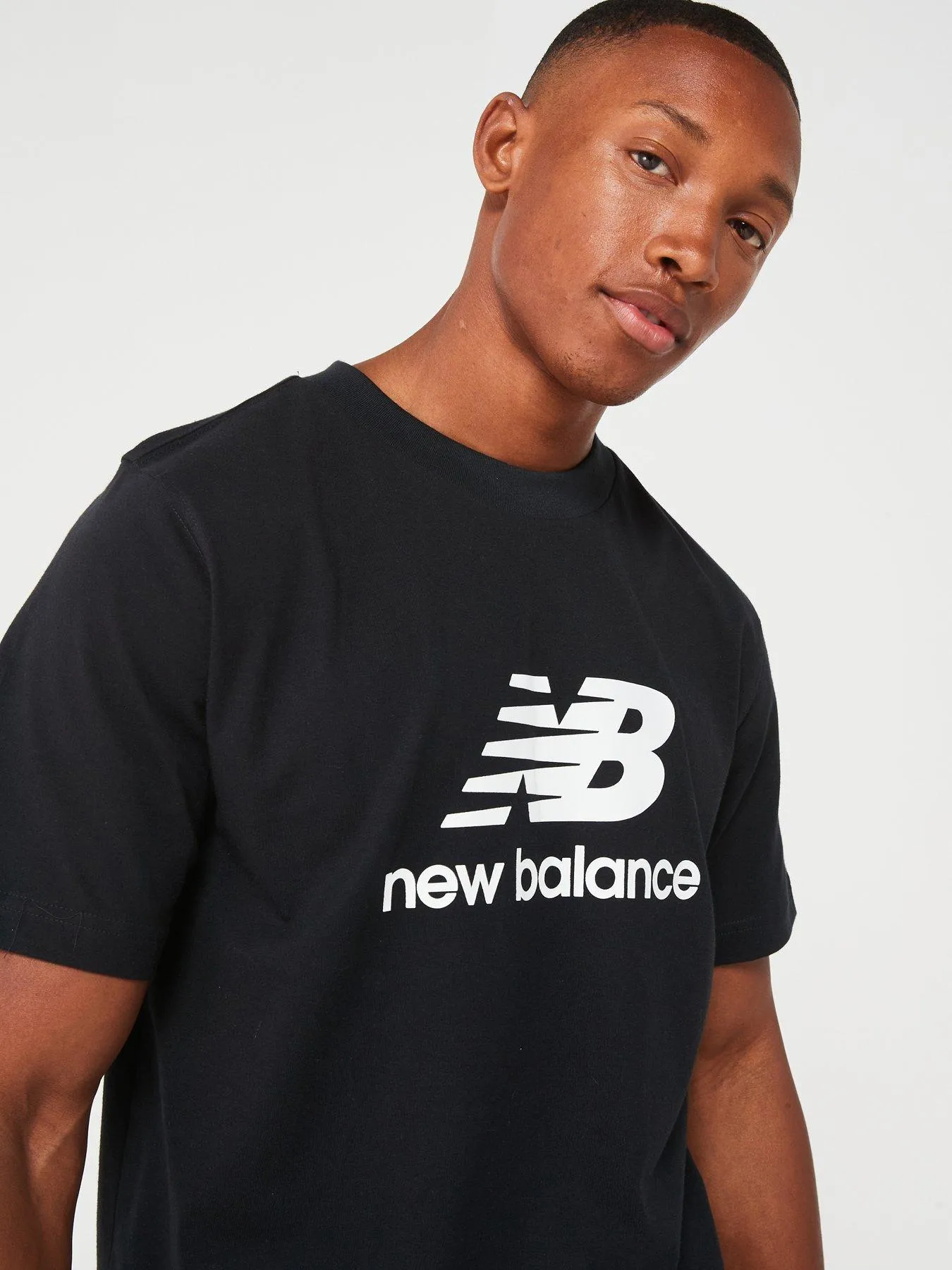 New Balance Mens Stacked Logo T-Shirt - Black