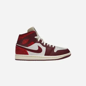 NIKE  JORDAN 1 MID SE TIKI LEAF TEAM RED (W)