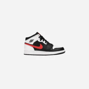 NIKE  JORDAN 1 MID WHITE BLACK CHILE RED (GS)