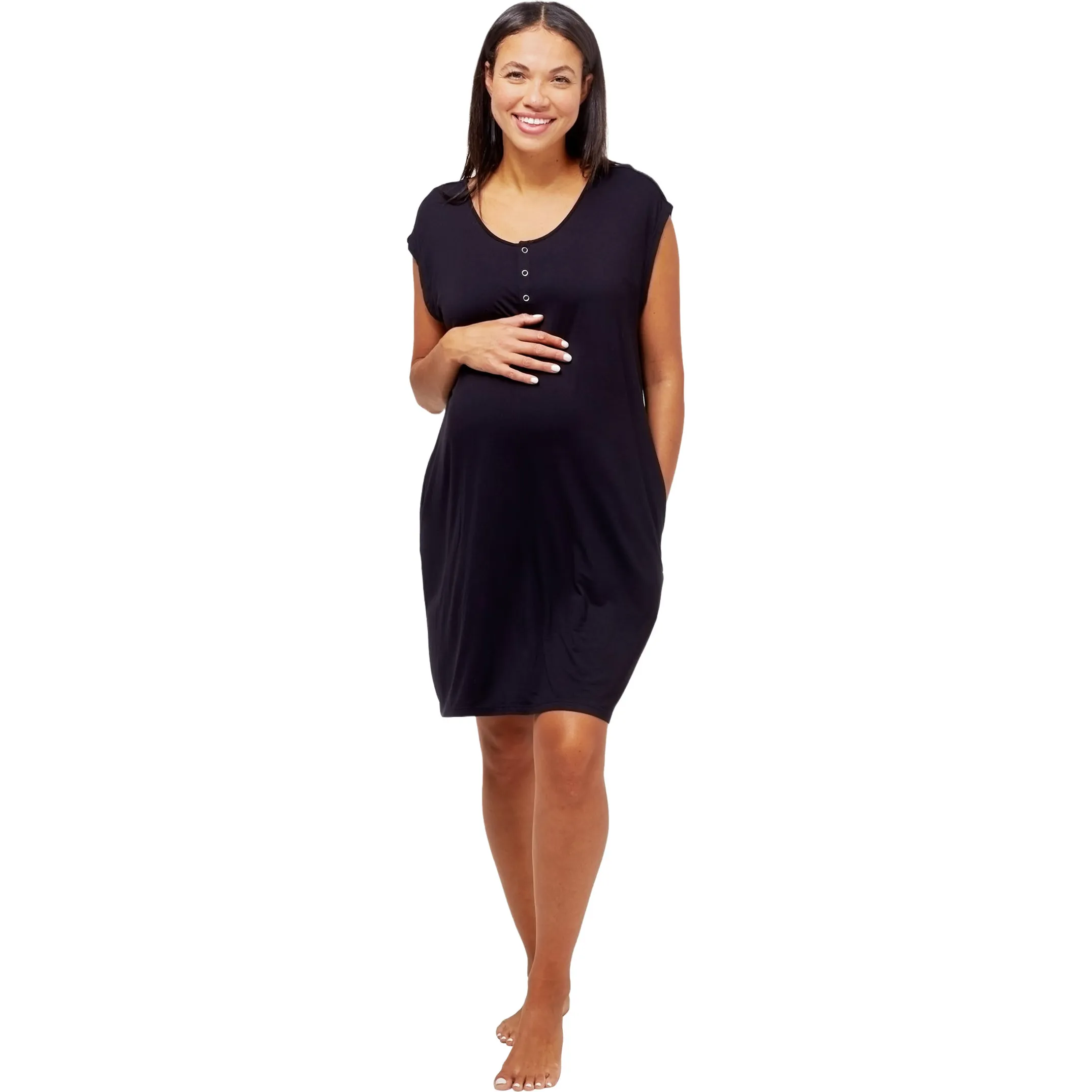 NOM Maternity Women's Clementine Maternity & Nursing Nightie, Black