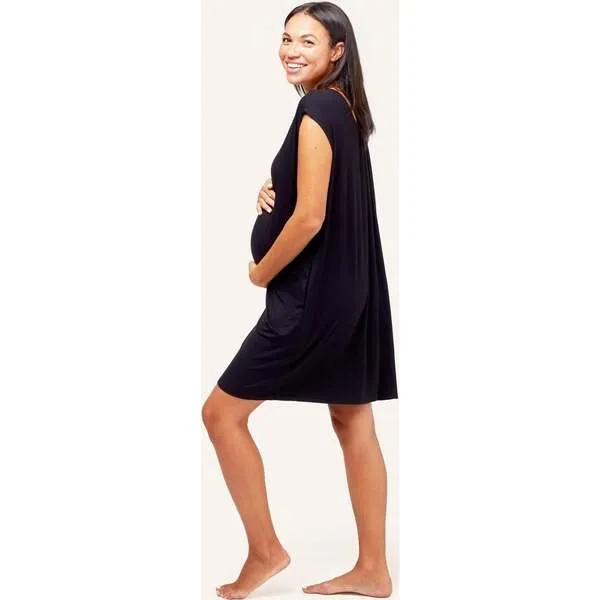 NOM Maternity Women's Clementine Maternity & Nursing Nightie, Black