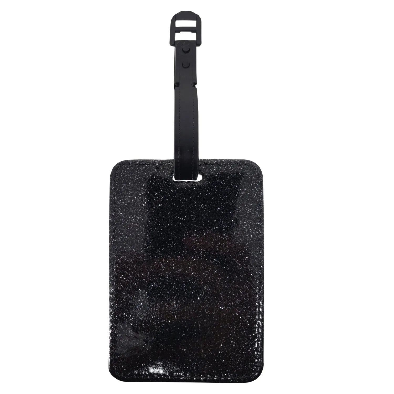 Personalised Photo Black Glitter Luggage Tag