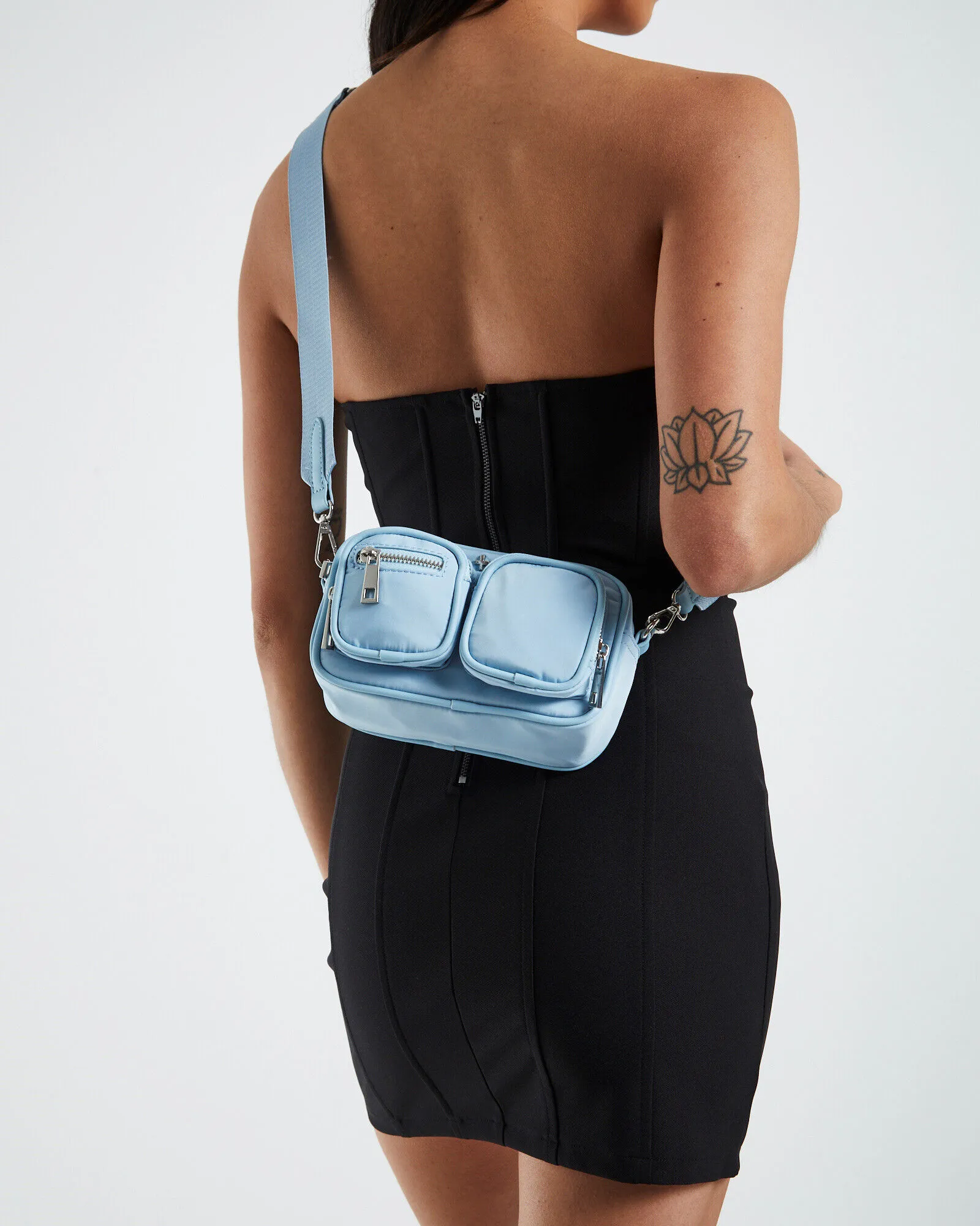 Peta + Jain Lala Recycled Cross Body Bag Sky Blue/Sliver