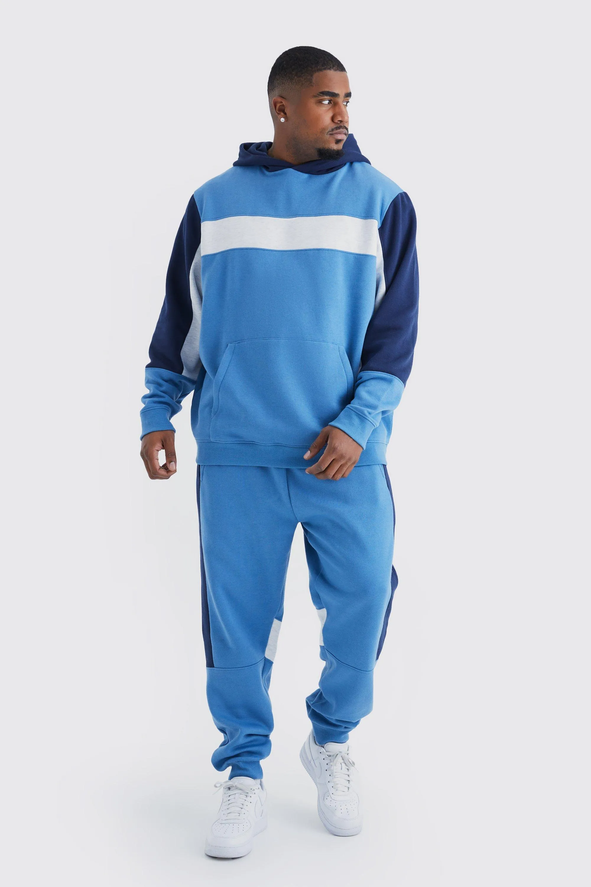 Plus Color Block Panel Hooded Tracksuit