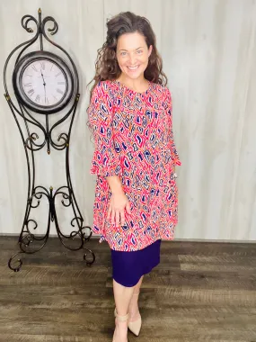 Purple & Orange Abstract Tunic