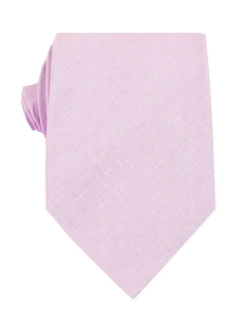 Purple Lilac Lavender Slub Linen Necktie