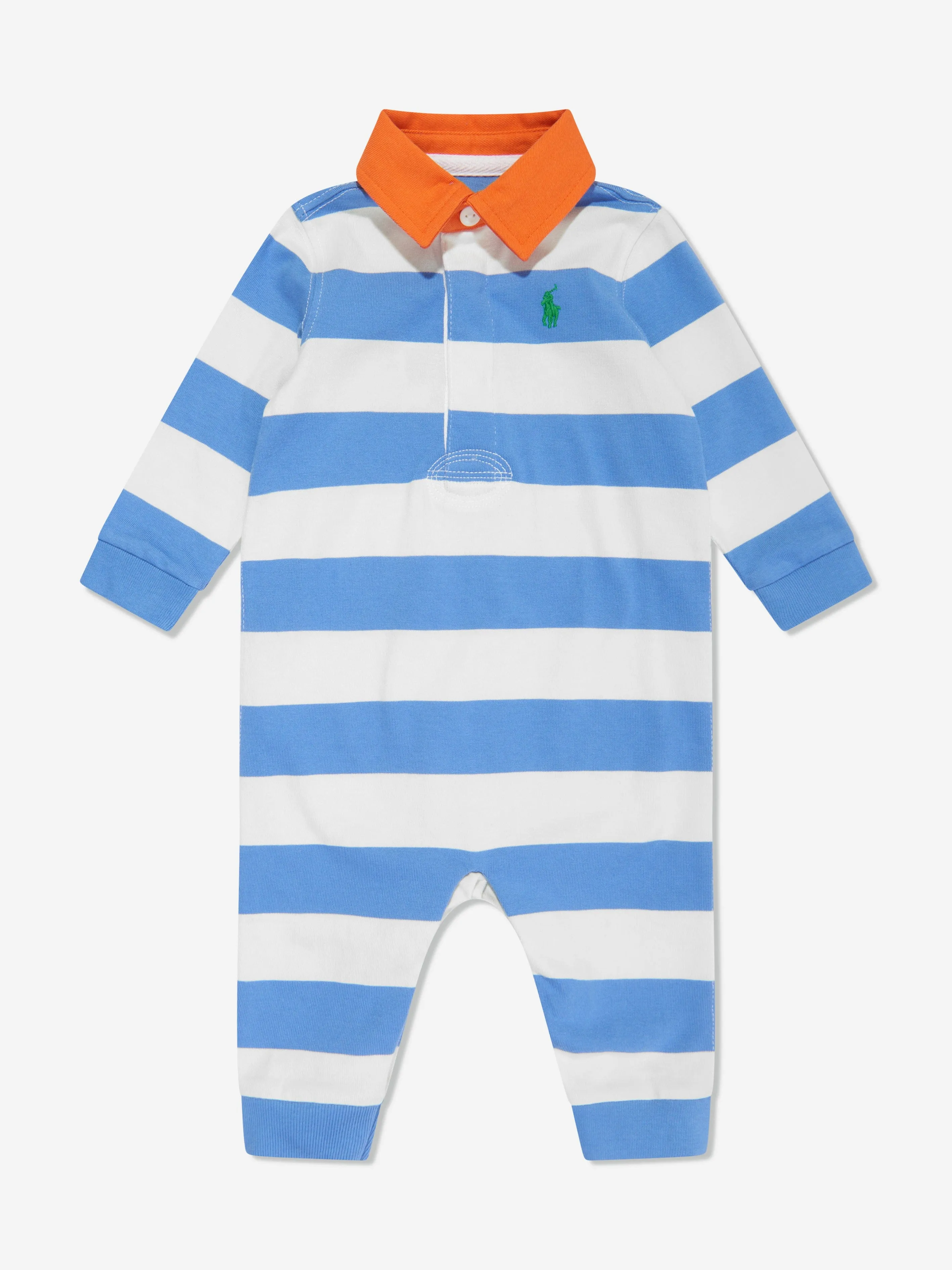 Ralph Lauren Baby Boys Striped Rugby Romper in Blue