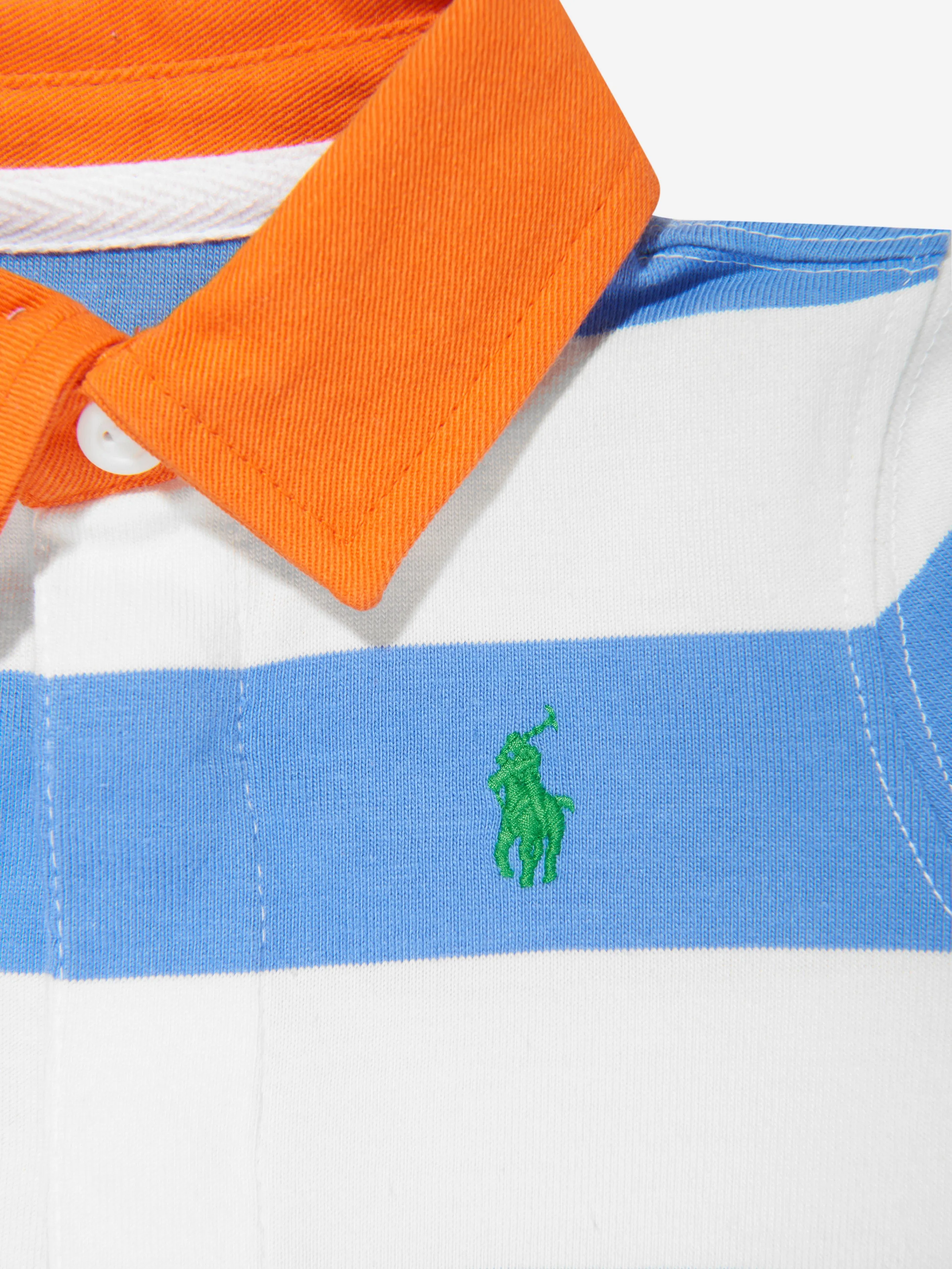 Ralph Lauren Baby Boys Striped Rugby Romper in Blue