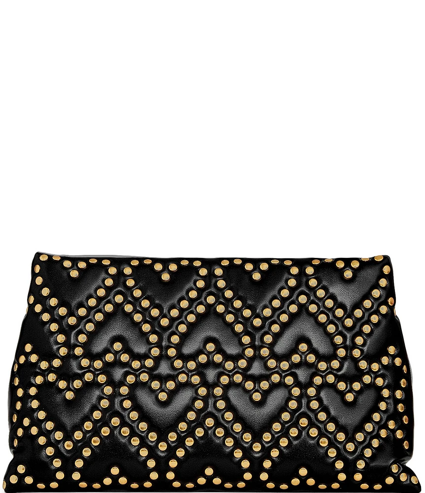 REBECCA MINKOFF Heart Studded Quilt Pillow Clutch