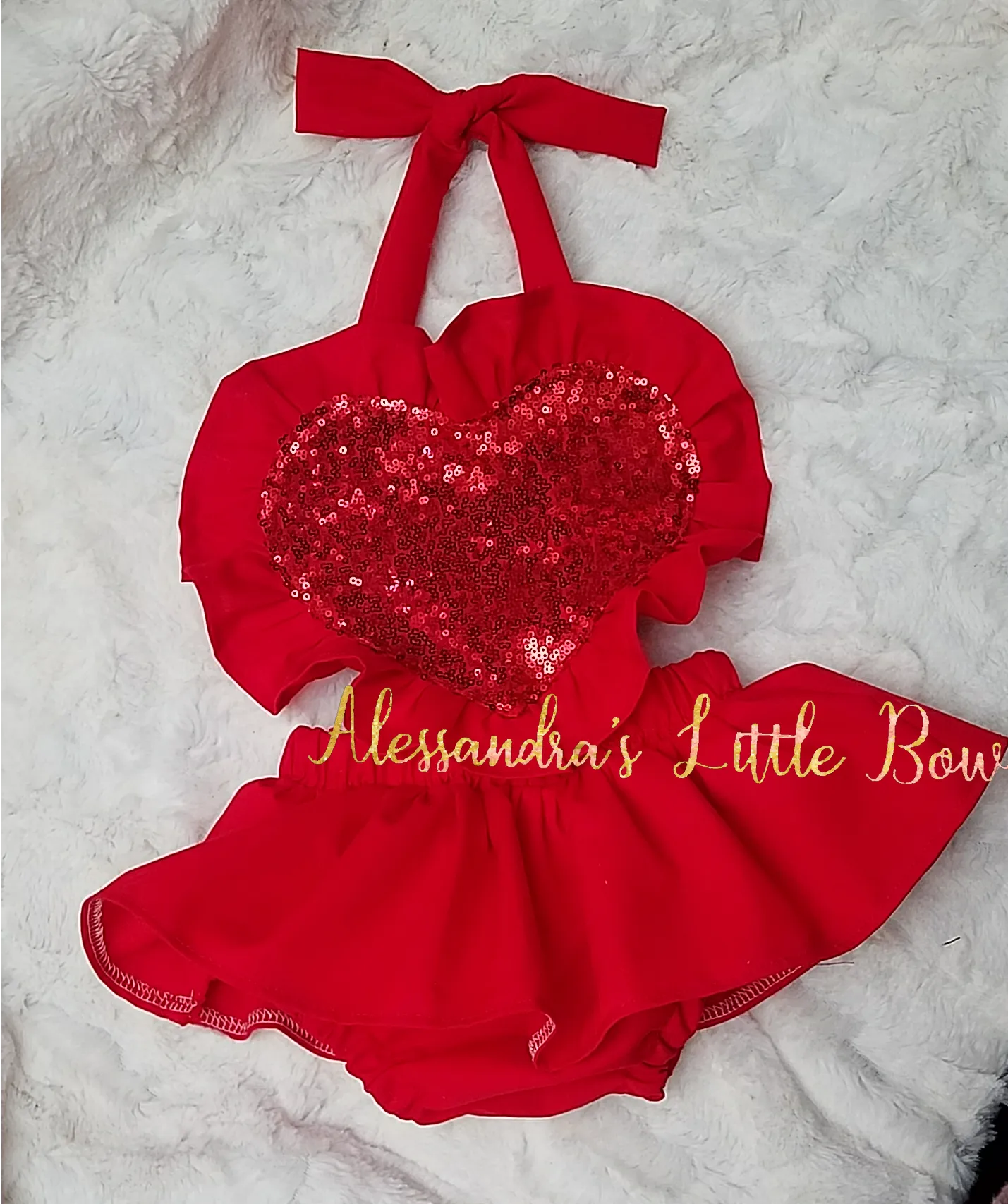 Red heart Ruffle Romper