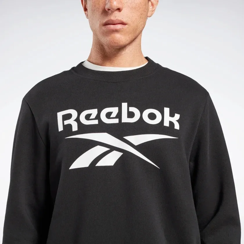 Reebok Identity Fleece Stacked Logo Crew Sweatshirt Black