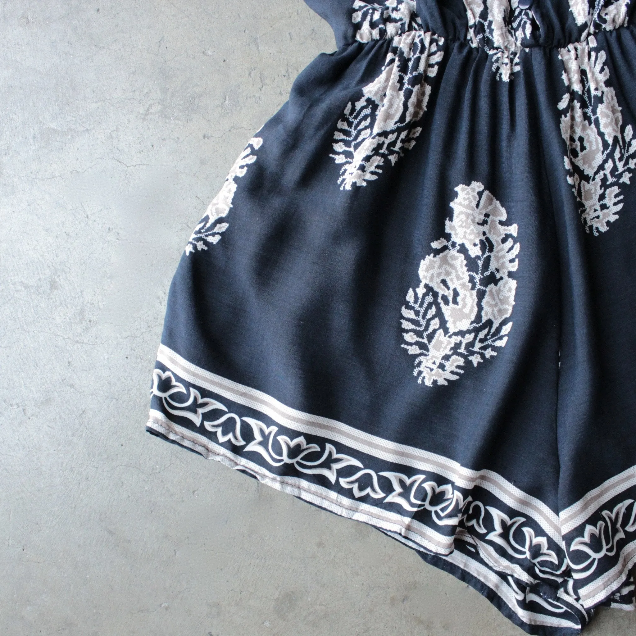 Reverse - Free Fall Boho Print Navy + Cream Romper