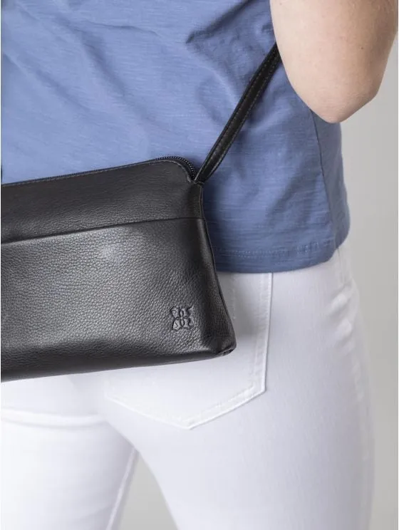 Rydal Small Leather Cross Body Bag in Black